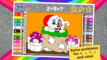 Tangkapan skrin Colorful math Free «Christmas and New Year» — Fun Coloring mathematics game for kids to training multiplication table, mental addition, subtraction and division skills!