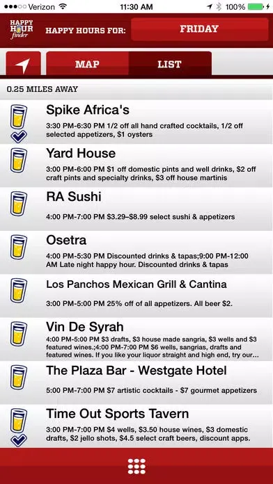 Happy Hour Finder - Find Local Food and Drink Deals Screenshots