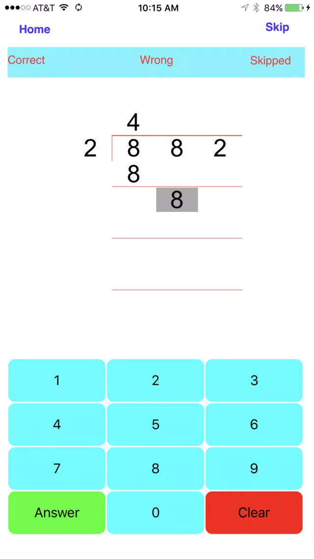 Tangkapan skrin Division - 1, 2, 3, 4 digit Divisions