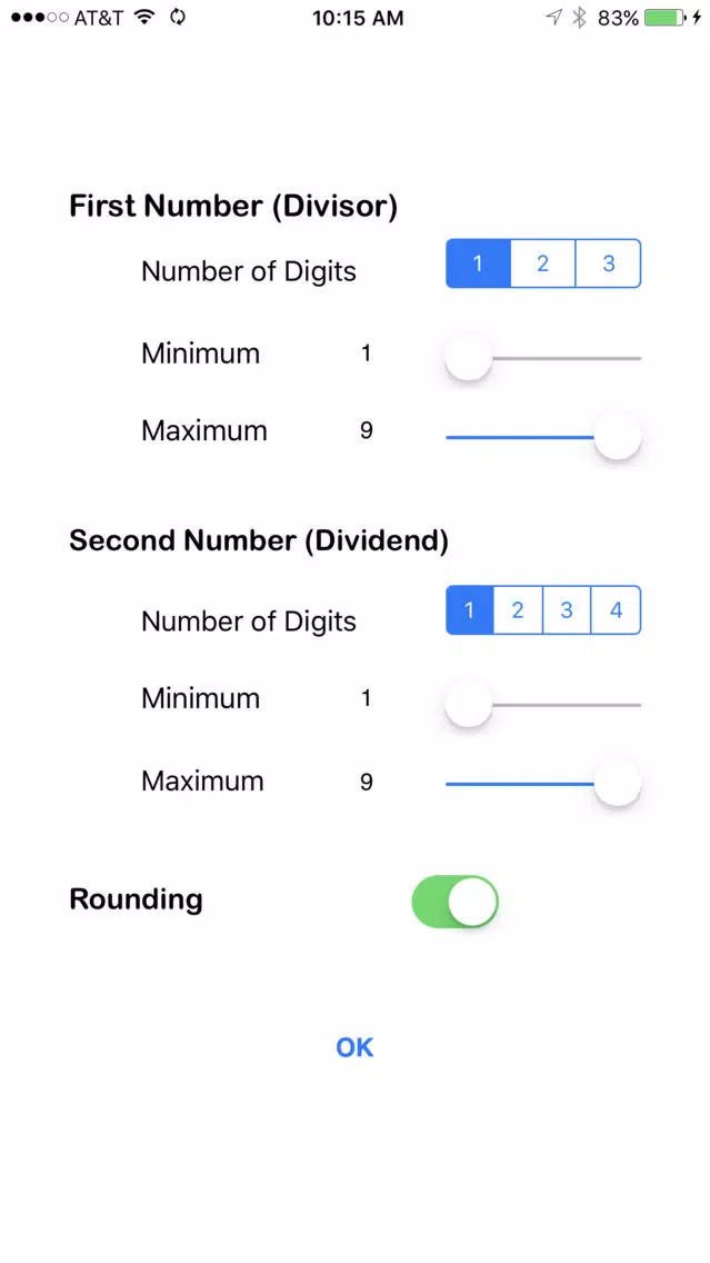 Tangkapan skrin Division - 1, 2, 3, 4 digit Divisions