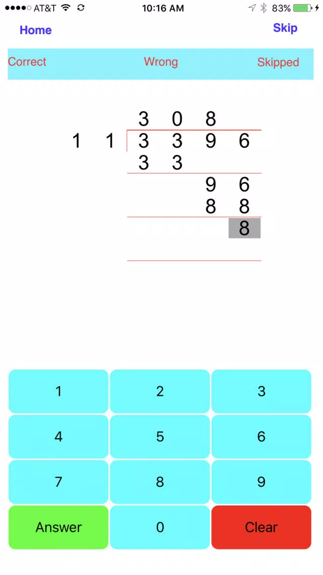 Tangkapan skrin Division - 1, 2, 3, 4 digit Divisions