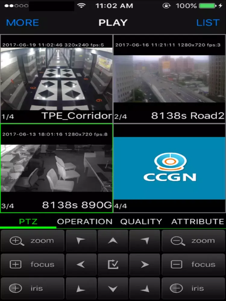 Tangkapan layar CCGN-IP-Live iPad 