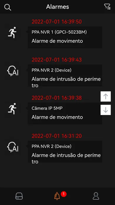Capturas de tela do PPA CFTV PRO