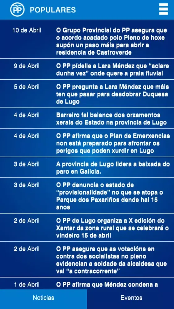 Capturas de tela do Populares Lugo App