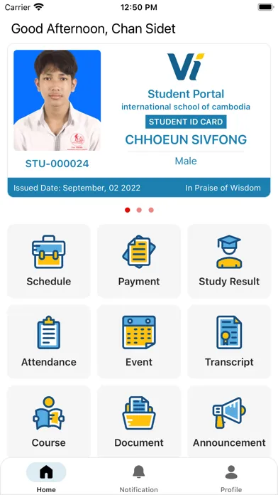 VI-Student Portal Ekran Görüntüleri