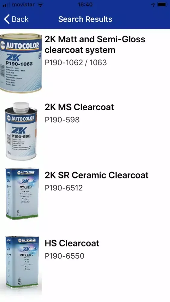 Tangkapan layar Nexa Autocolor Product App