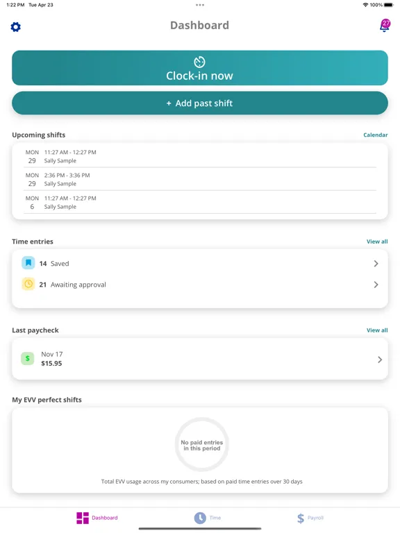 Zrzuty ekranu Time4Care iPad 