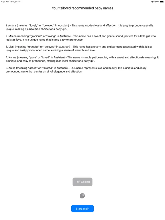 Tailored Baby Names iPad  Screenshots