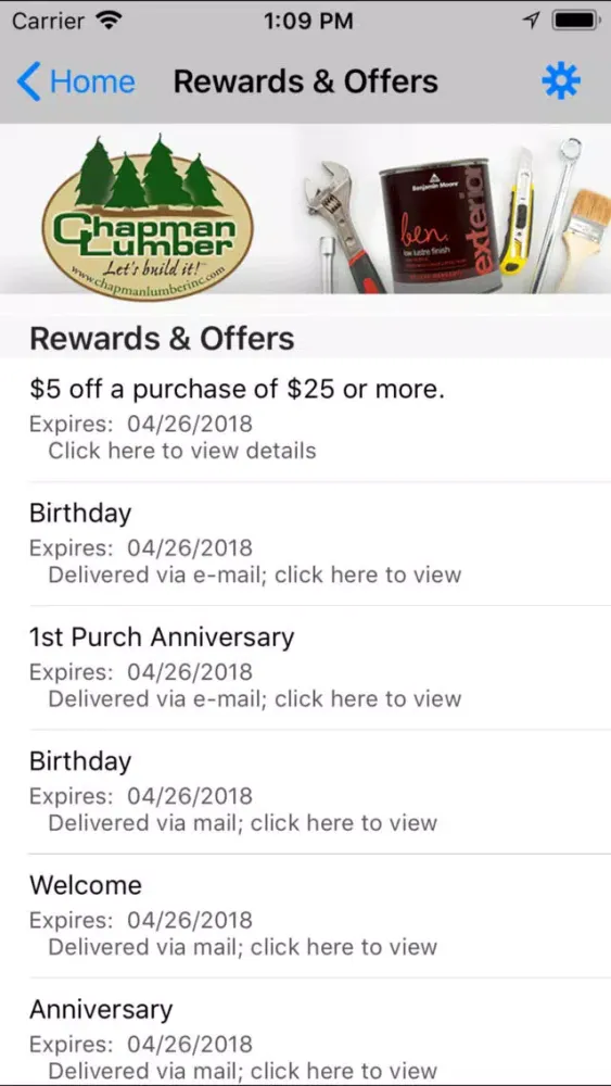 Zrzuty ekranu Chapman Rewards
