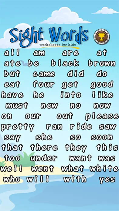 Ảnh chụp màn hình của Sight Words List Writing Worksheets