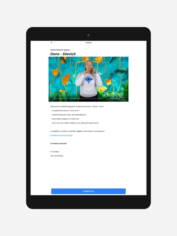 Tangkapan layar Vocal Master iPad 