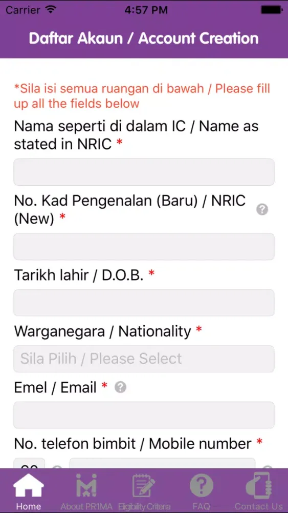 Tangkapan skrin PR1MA
