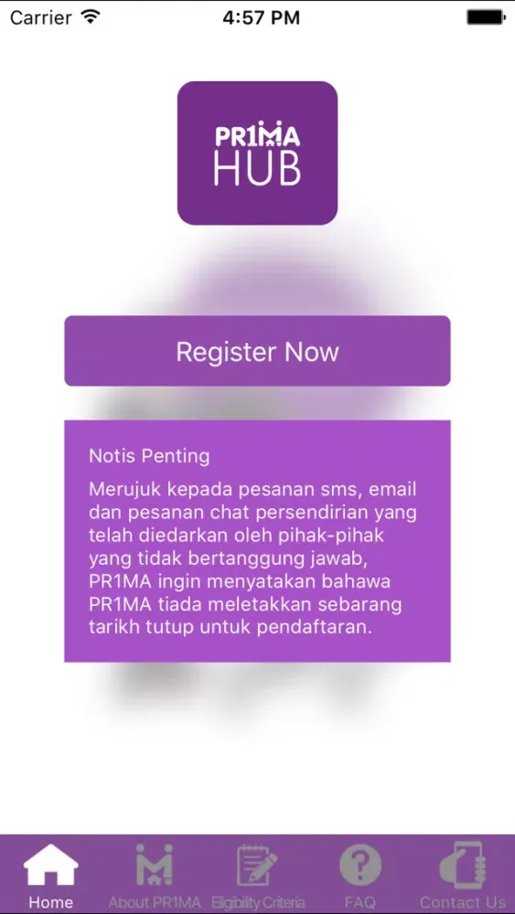 Tangkapan skrin PR1MA