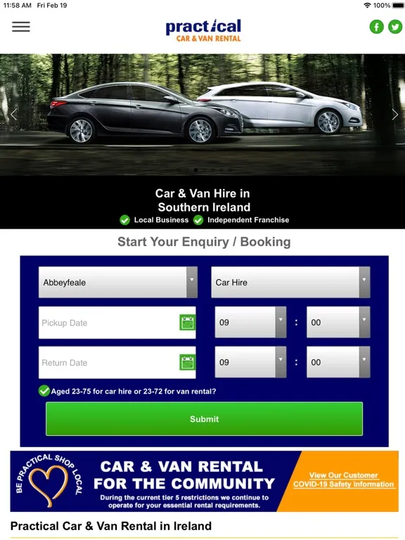 Capturas de pantalla de Practical Car & Van Rental IE iPad 