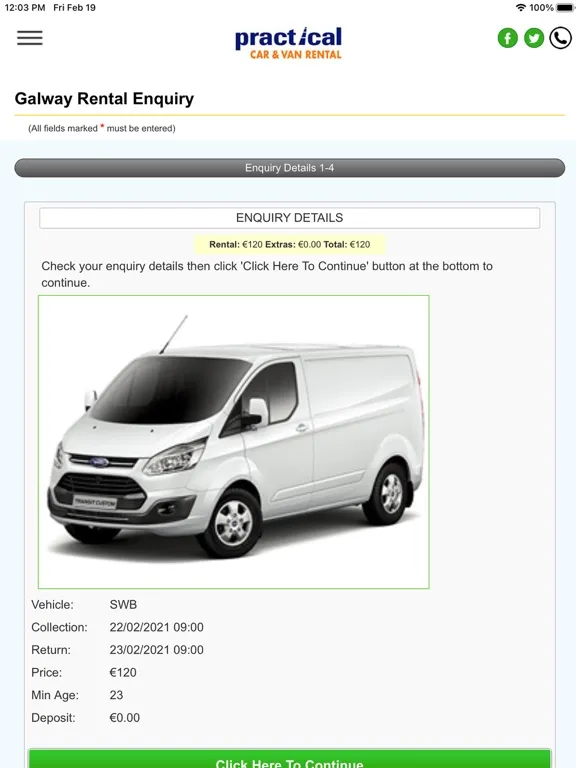 Capturas de pantalla de Practical Car & Van Rental IE iPad 