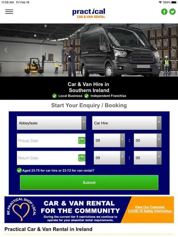 Capturas de pantalla de Practical Car & Van Rental IE iPad 