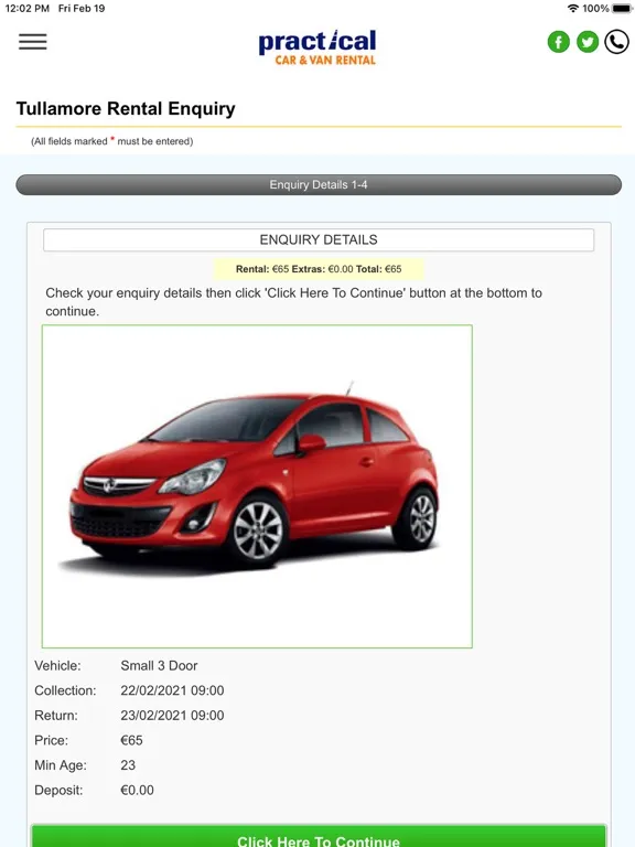 Capturas de pantalla de Practical Car & Van Rental IE iPad 