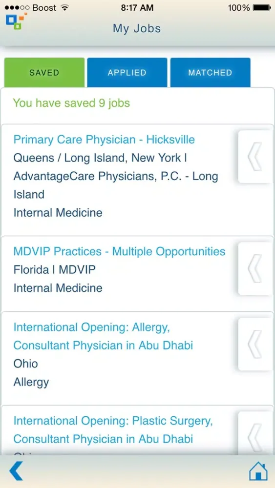 Zrzuty ekranu PracticeMatch for Physicians