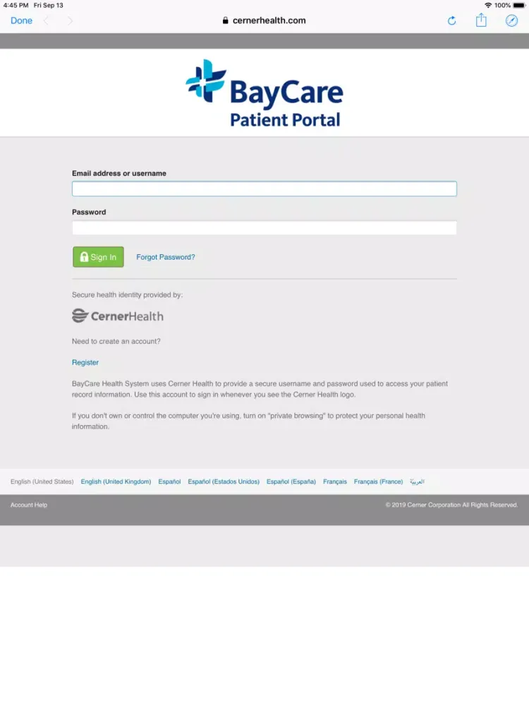 BayCare Community Application iPad  Screenshots