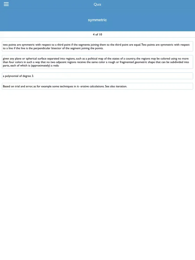 Maths Dictionary with Quiz iPad  Screenshots