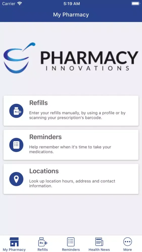 Tangkapan skrin Pharmacy Innovations