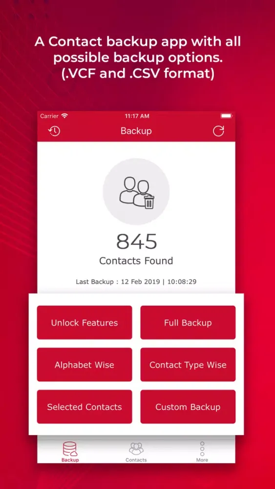 ภาพหน้าจอของ Contacts Backup - Transfer