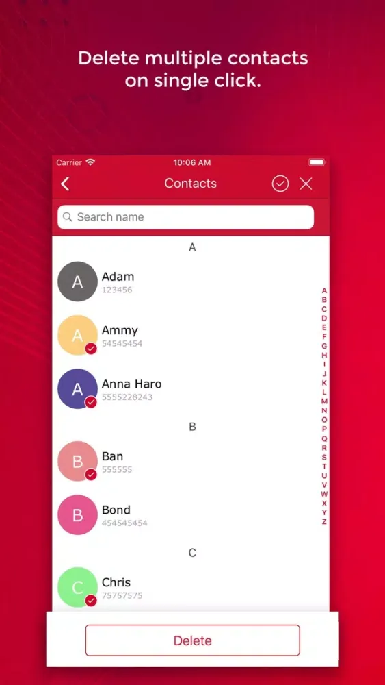 ภาพหน้าจอของ Contacts Backup - Transfer