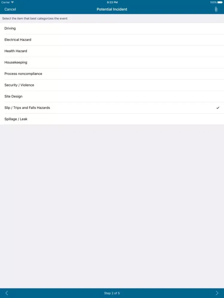 Tangkapan layar HSSE Logger iPad 