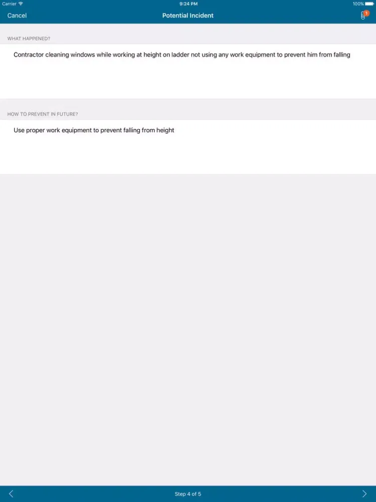 Tangkapan layar HSSE Logger iPad 