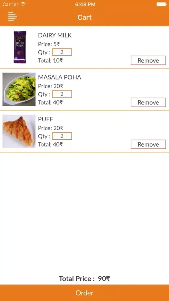 Tangkapan skrin KVM Food Corner
