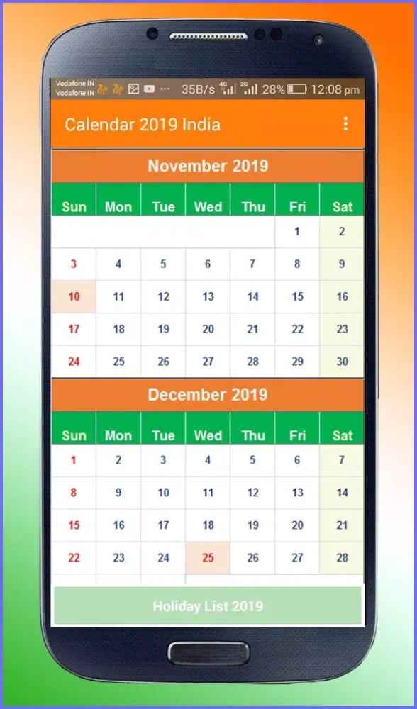 Captures d'écran de Calendar 2019 India