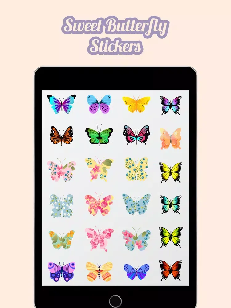 Capturas de tela do Sweet Butterfly Stickers iPad 