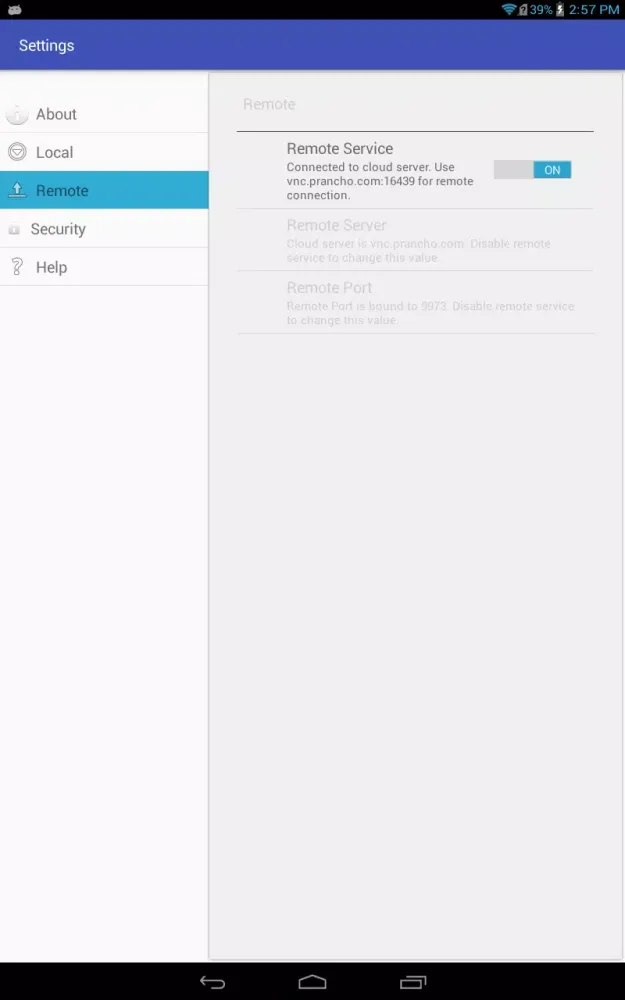 Remote VNC Server スクリーンショット