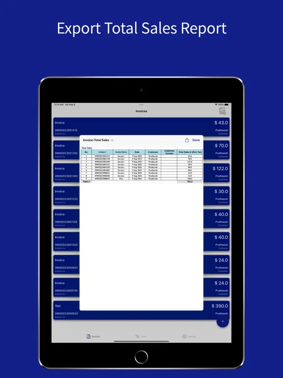 Zrzuty ekranu MS Excel, PDF Invoices & Bills iPad 