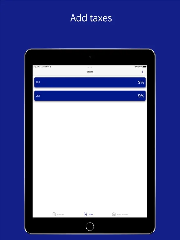 Zrzuty ekranu MS Excel, PDF Invoices & Bills iPad 