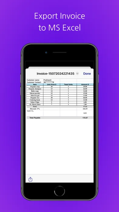 Zrzuty ekranu MS Excel, PDF Invoices & Bills