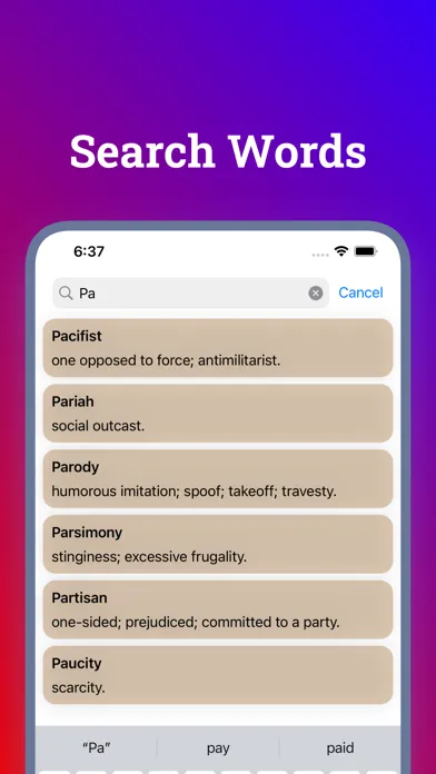 Ảnh chụp màn hình của New Vocabulary Builder