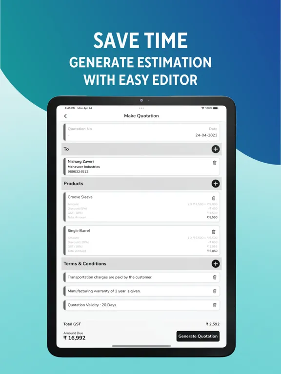 Estimate & Invoice - Maker iPad  Ekran Görüntüleri