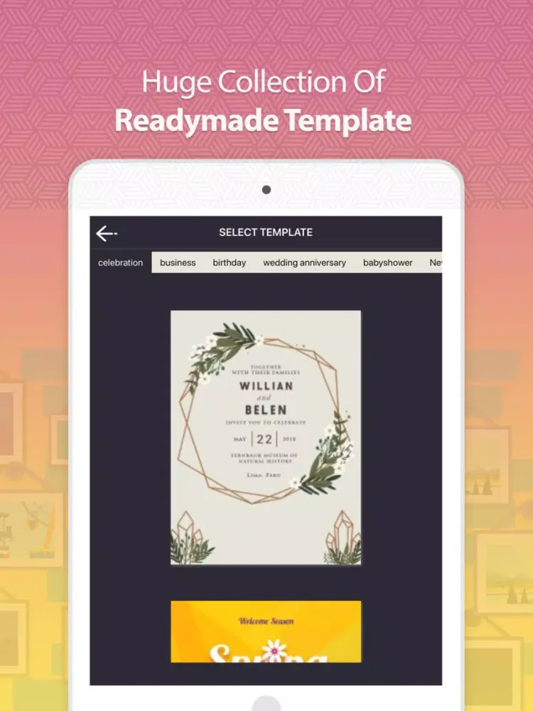 Ảnh chụp màn hình của Invitation Maker- eCard iPad 