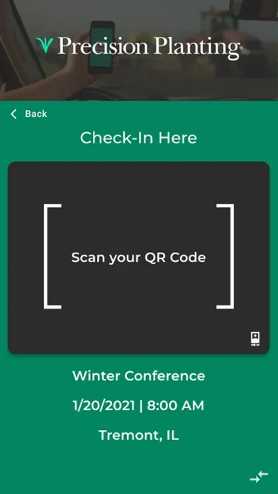 Zrzuty ekranu Precision Planting | Check-in