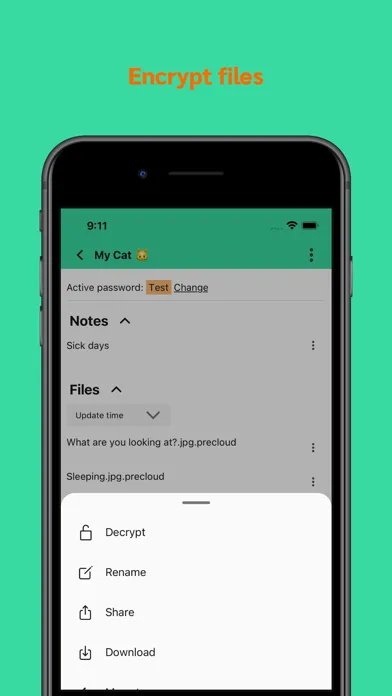 Capturas de pantalla de PreCloud: Encrypt file & note
