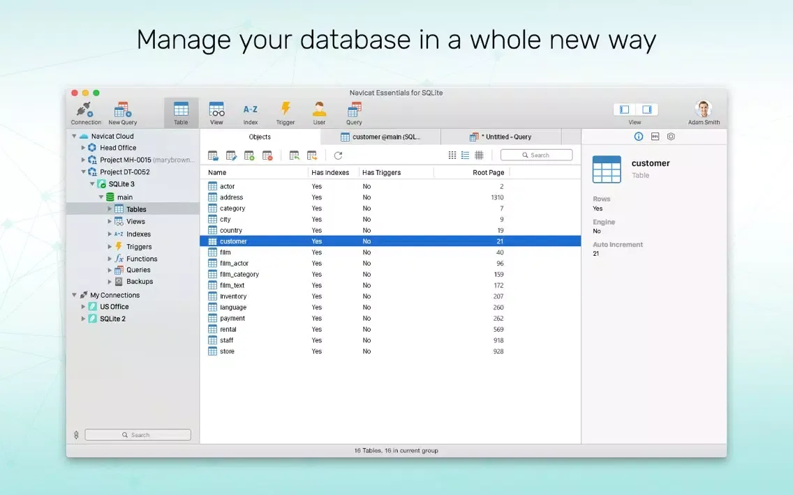 ภาพหน้าจอของ Navicat Ess 15 for SQLite