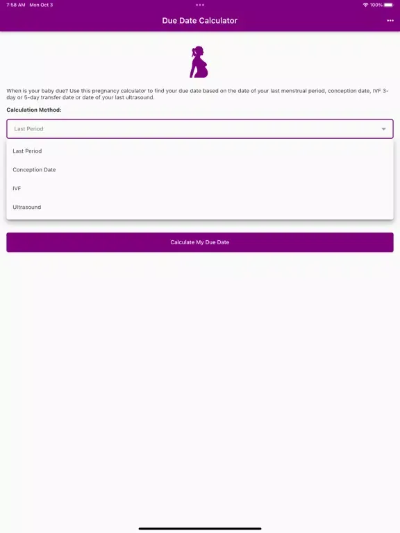 Pregnancy Due Date Calculators iPad 應用截圖