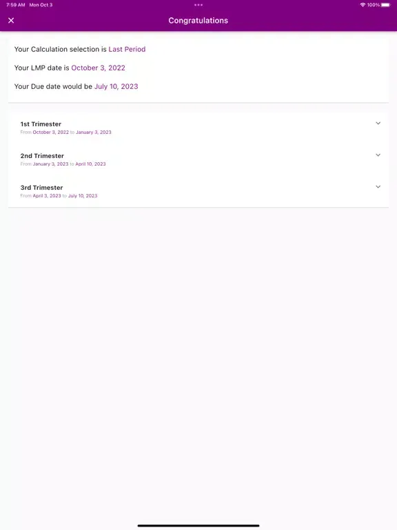 Pregnancy Due Date Calculators iPad 應用截圖