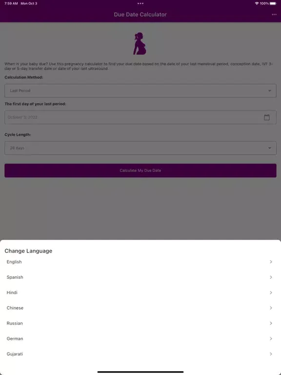 Pregnancy Due Date Calculators iPad 應用截圖