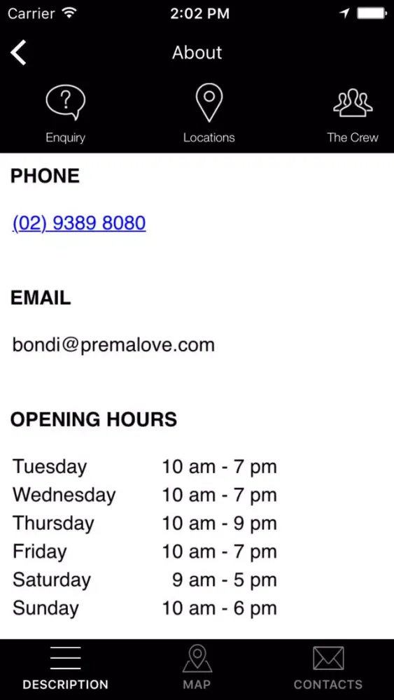 Tangkapan skrin Prema Hair Bondi