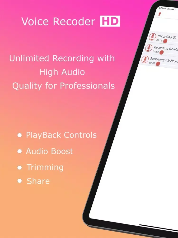 Voice Recorder For Audio iPad 应用截图