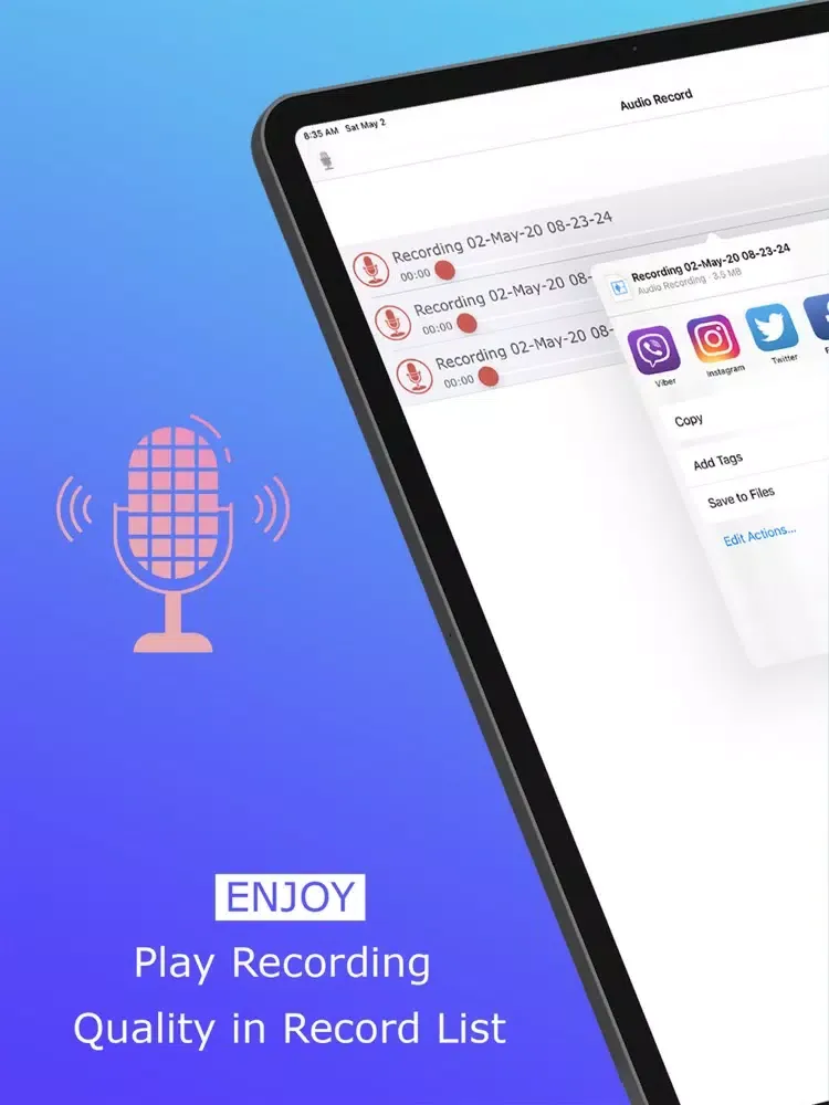 Voice Recorder For Audio iPad 应用截图