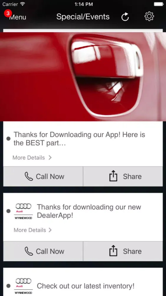 Capturas de pantalla de Audi Wynnewood DealerApp