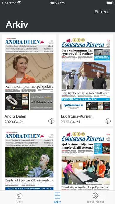 Ảnh chụp màn hình của E-tidning Eskilstuna Kuriren